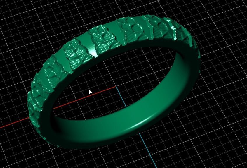 Set of 7 simple textured rings 3D print model_17