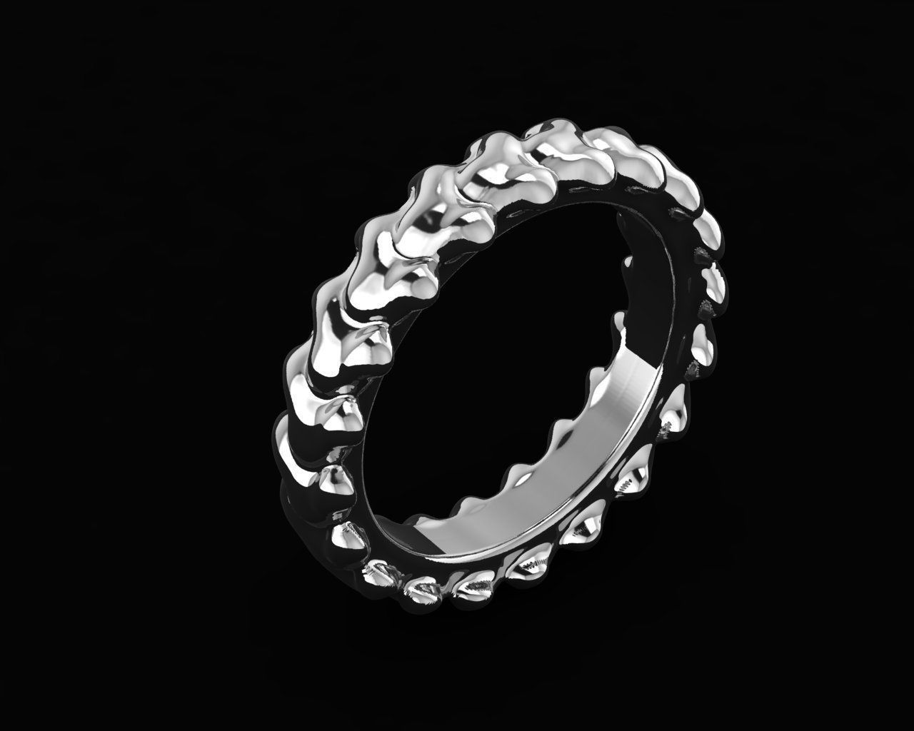 Set of 7 simple textured rings 3D print model_5