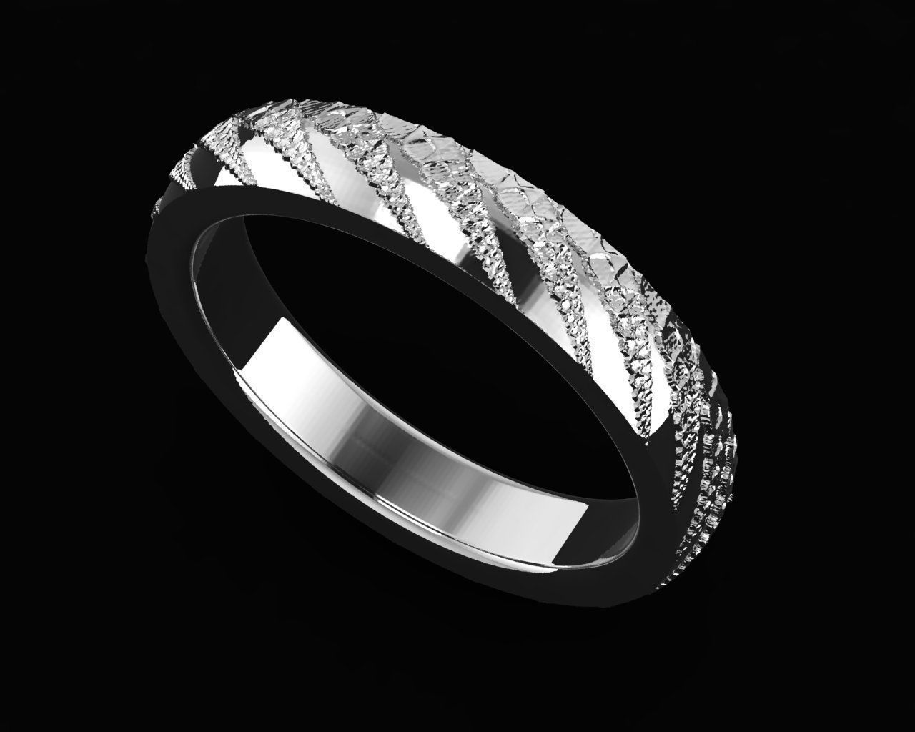 Set of 7 simple textured rings 3D print model_12