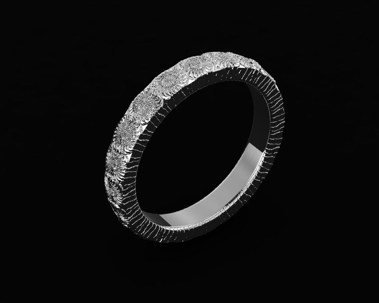 Set of 7 simple textured rings 3D print model_7