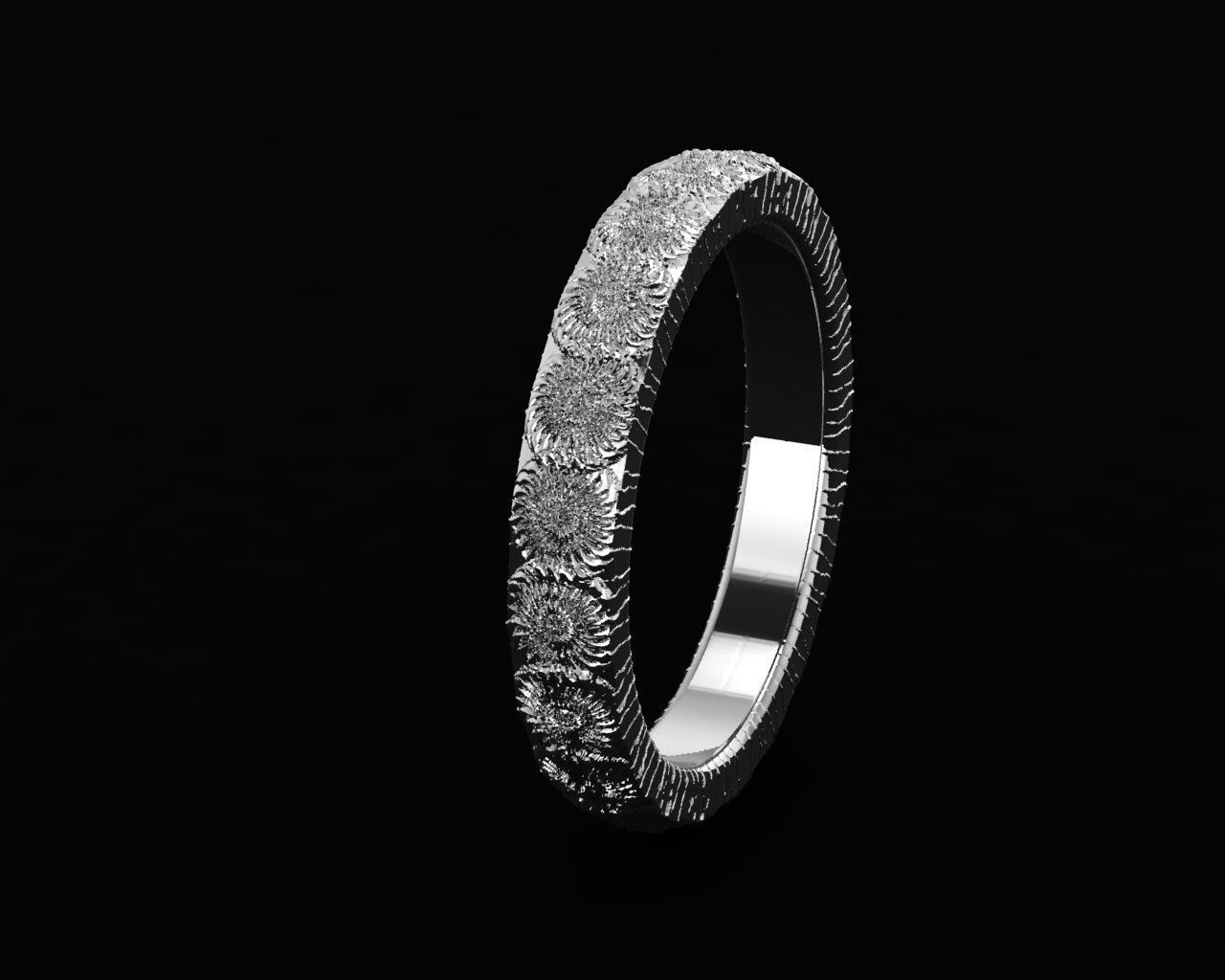 Set of 7 simple textured rings 3D print model_6