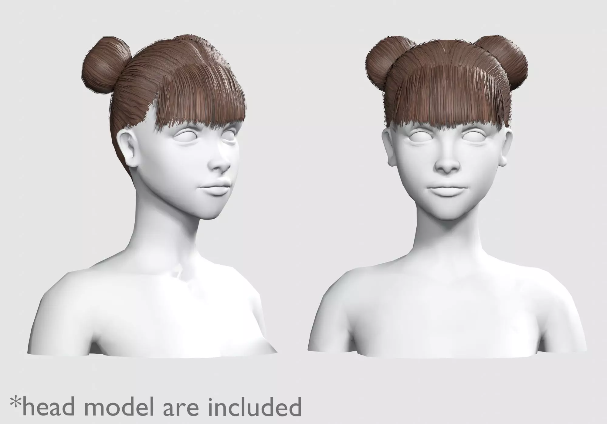 Two Bun Hairstyle V4702  Low-poly 3D model_0