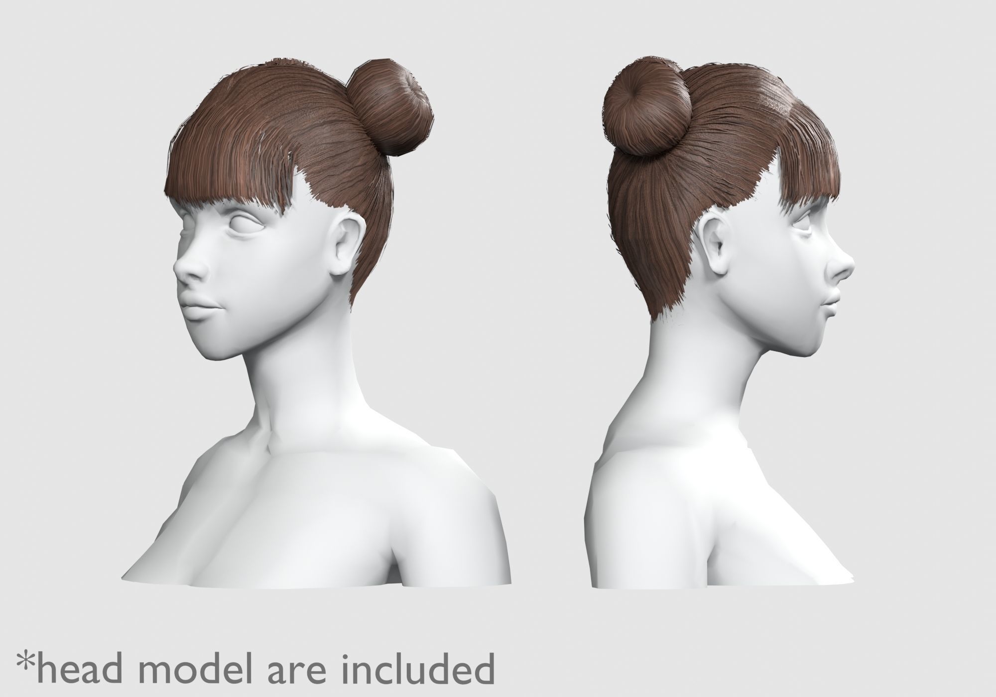 Two Bun Hairstyle V4702  Low-poly 3D model_2