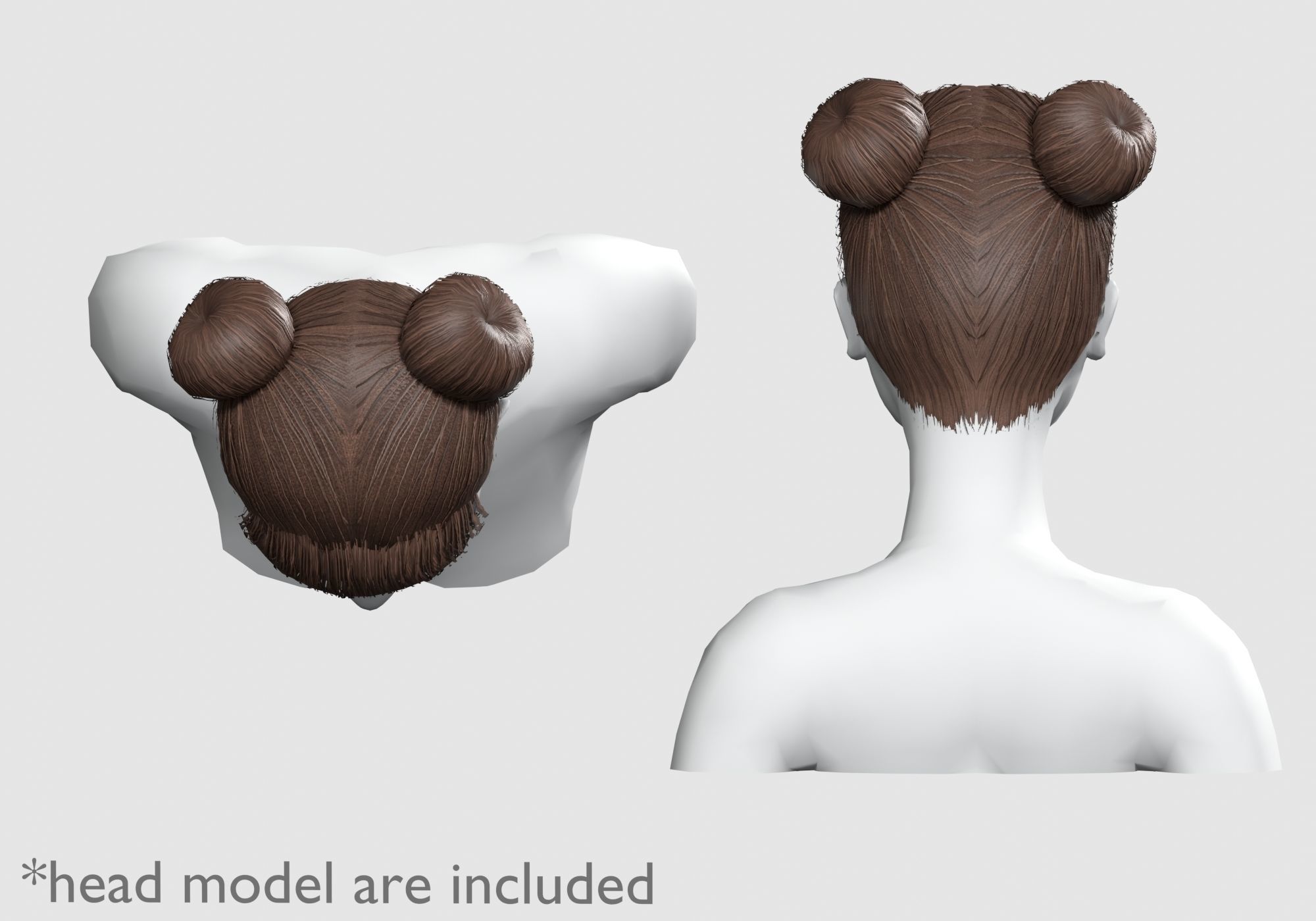 Two Bun Hairstyle V4702  Low-poly 3D model_4