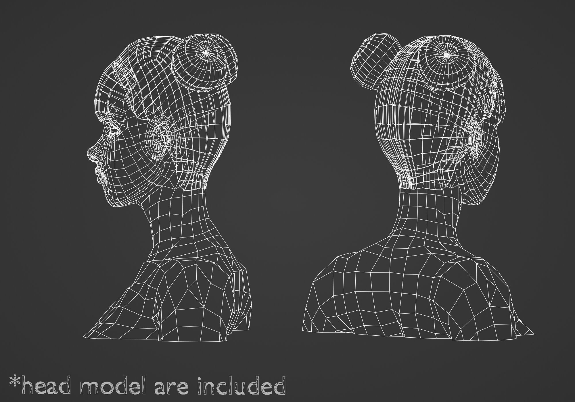 Two Bun Hairstyle V4702  Low-poly 3D model_8