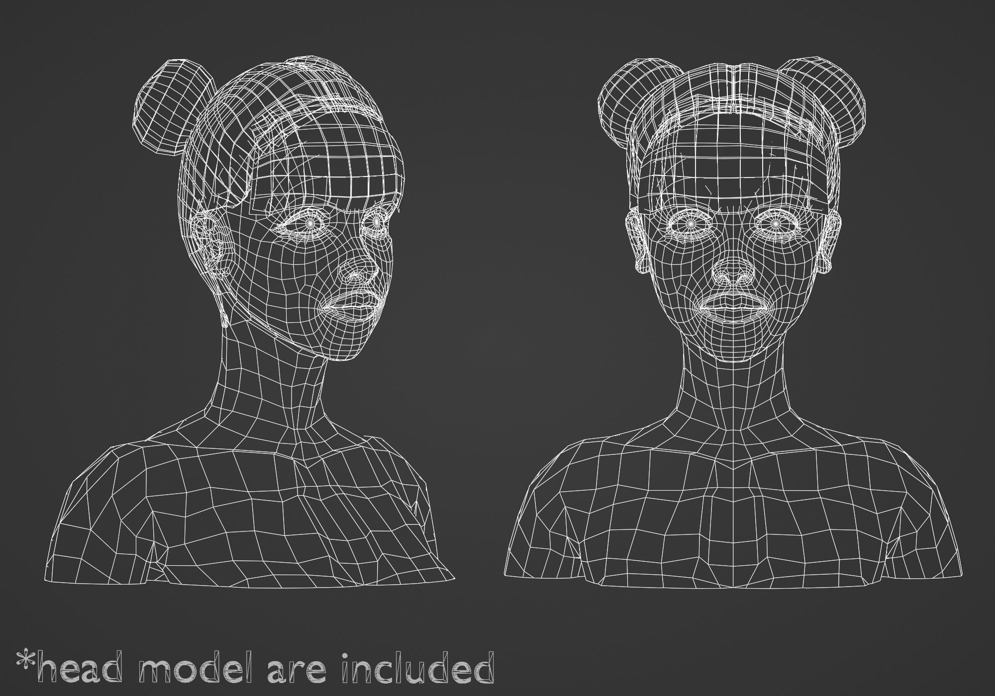 Two Bun Hairstyle V4702  Low-poly 3D model_5