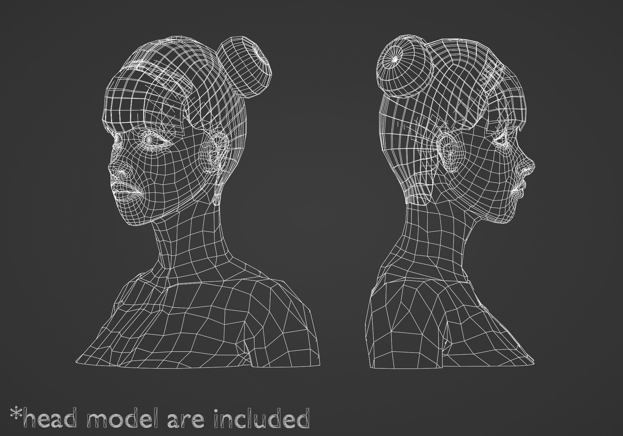 Two Bun Hairstyle V4702  Low-poly 3D model_7