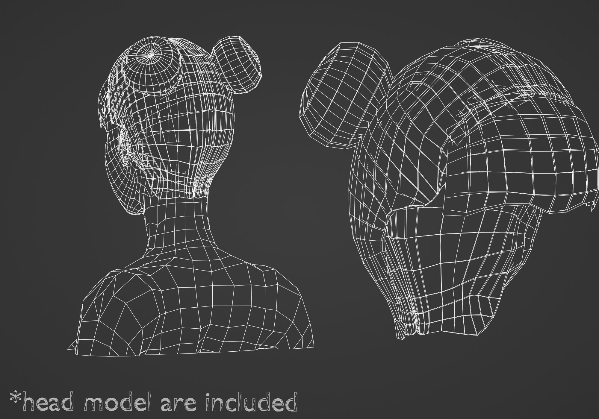 Two Bun Hairstyle V4702  Low-poly 3D model_6