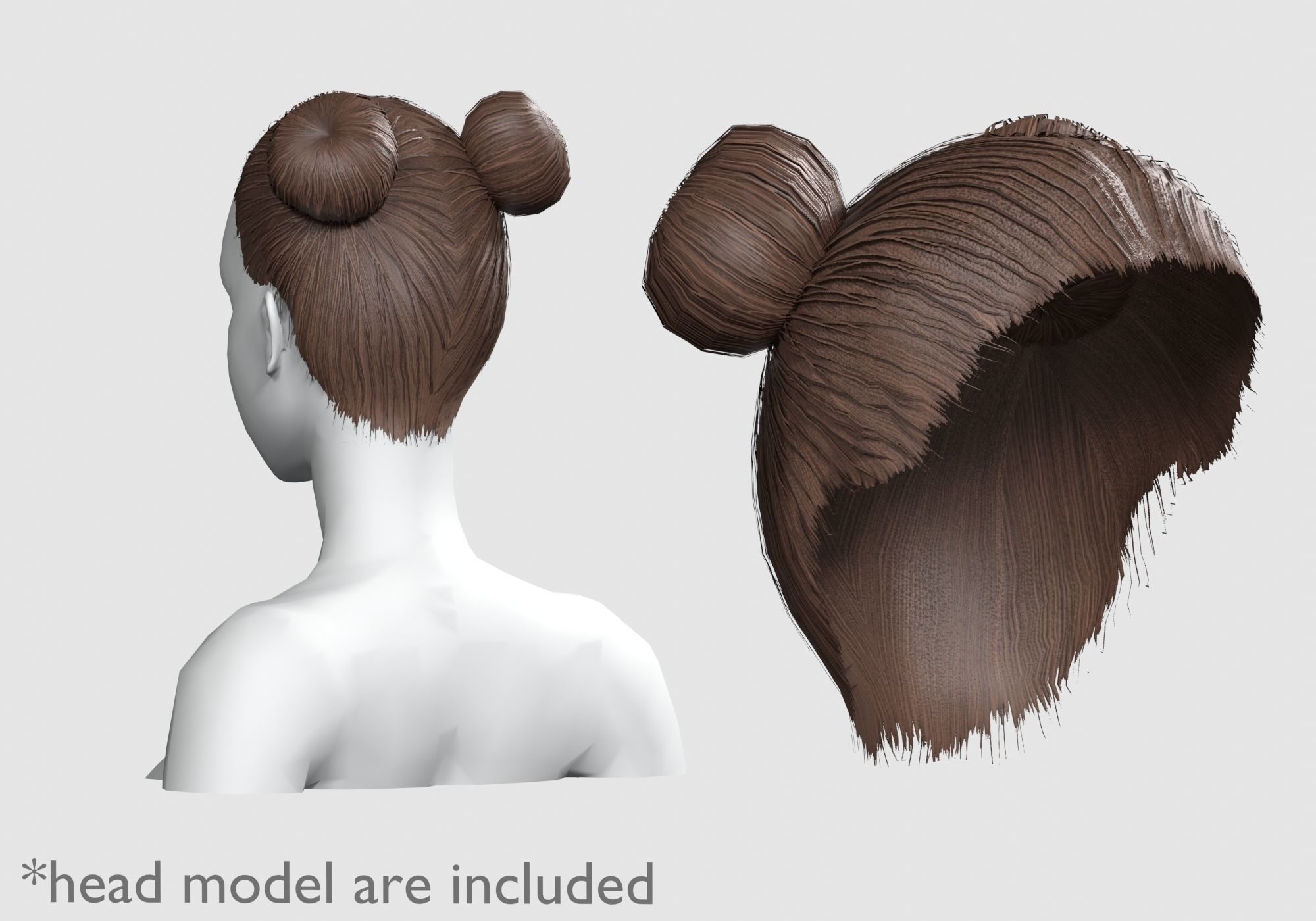 Tight Bun Hairstyle V4372 Low-poly 3D model_1