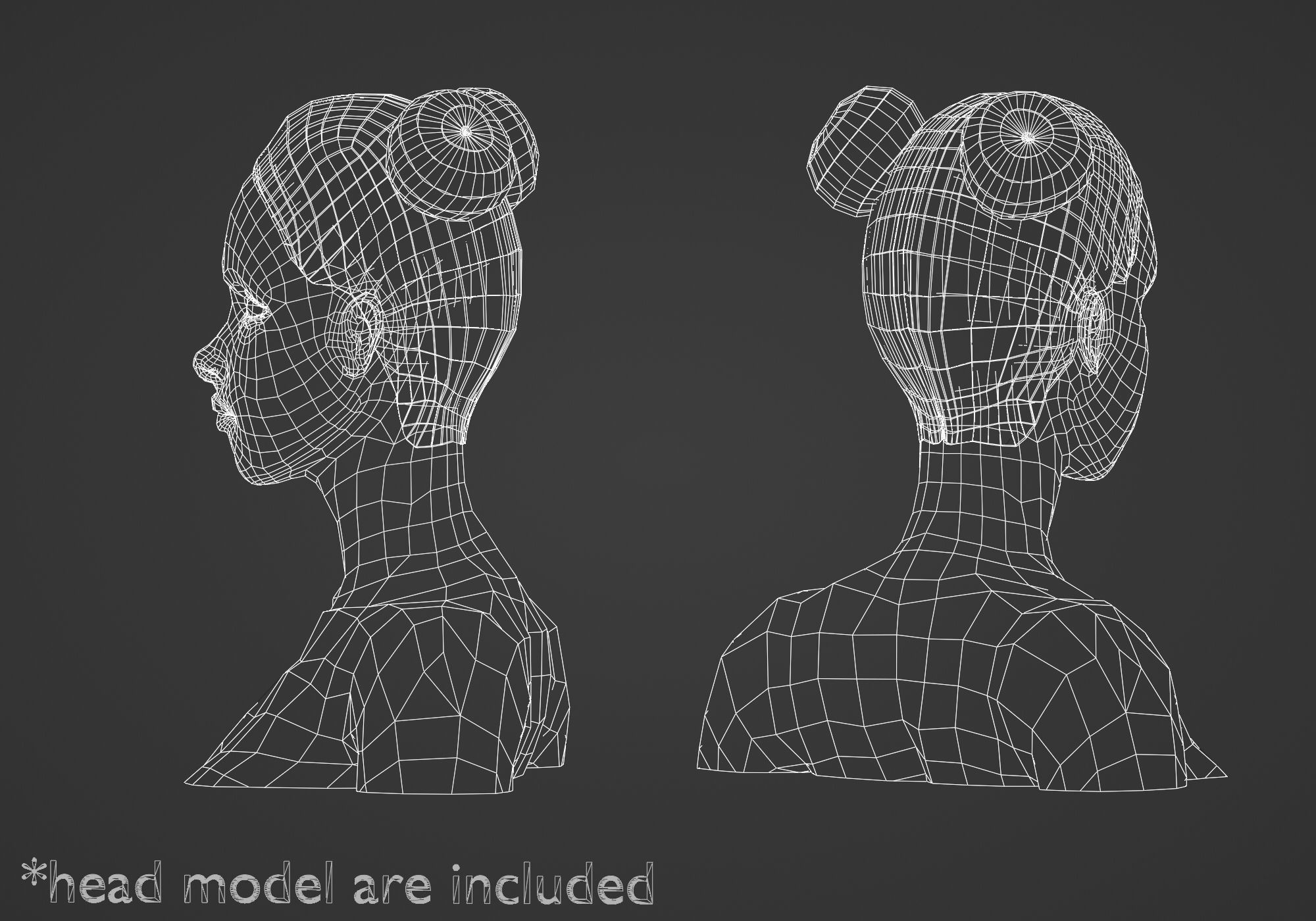 Tight Bun Hairstyle V4372 Low-poly 3D model_8