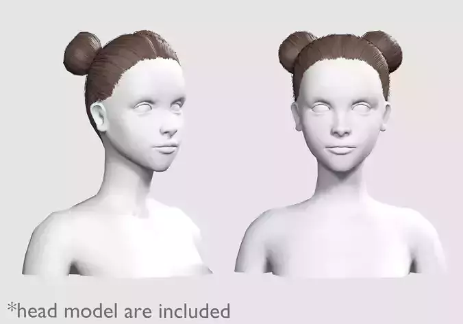 Tight Bun Hairstyle V4372  Low-poly 3D model