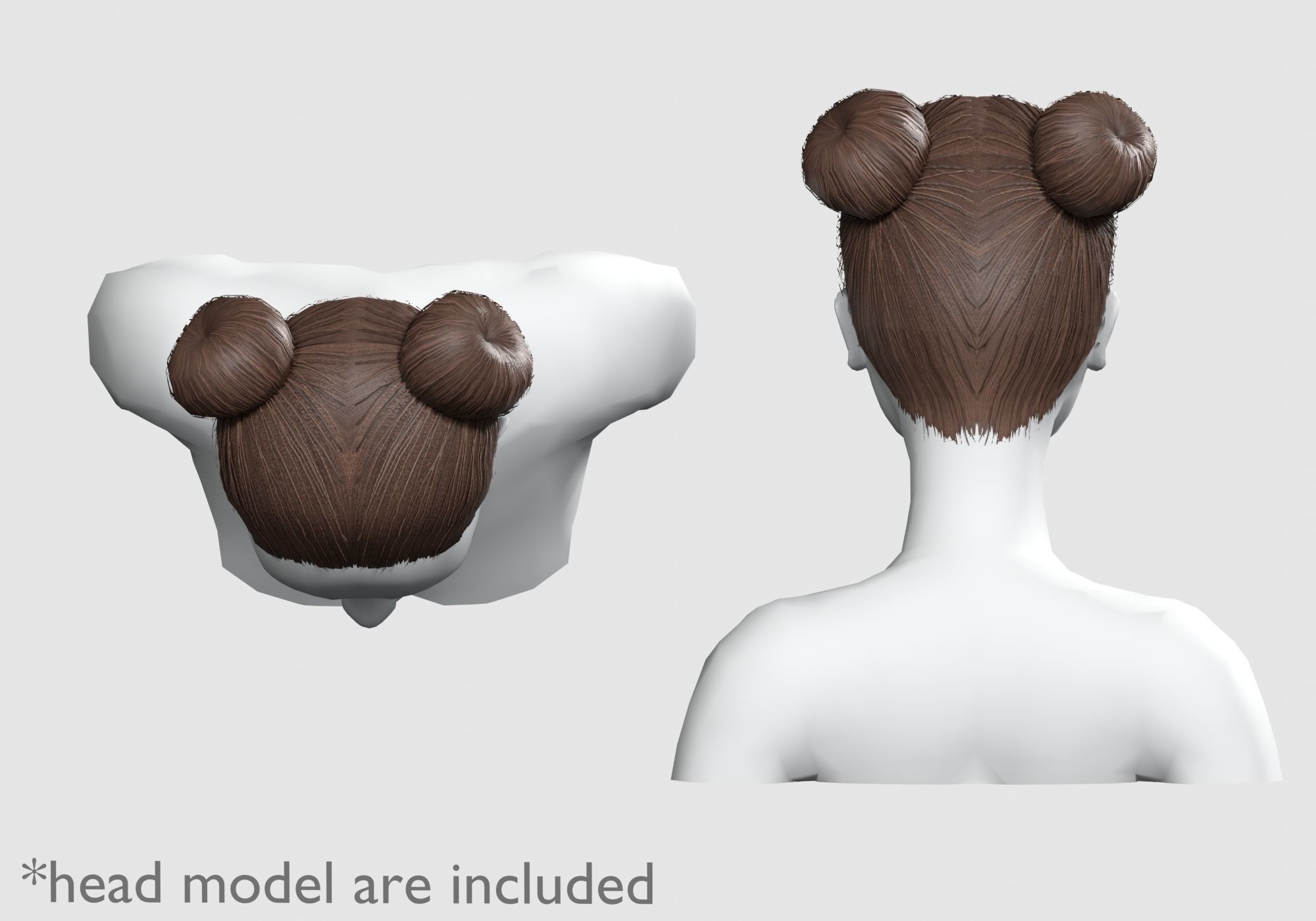 Tight Bun Hairstyle V4372 Low-poly 3D model_4
