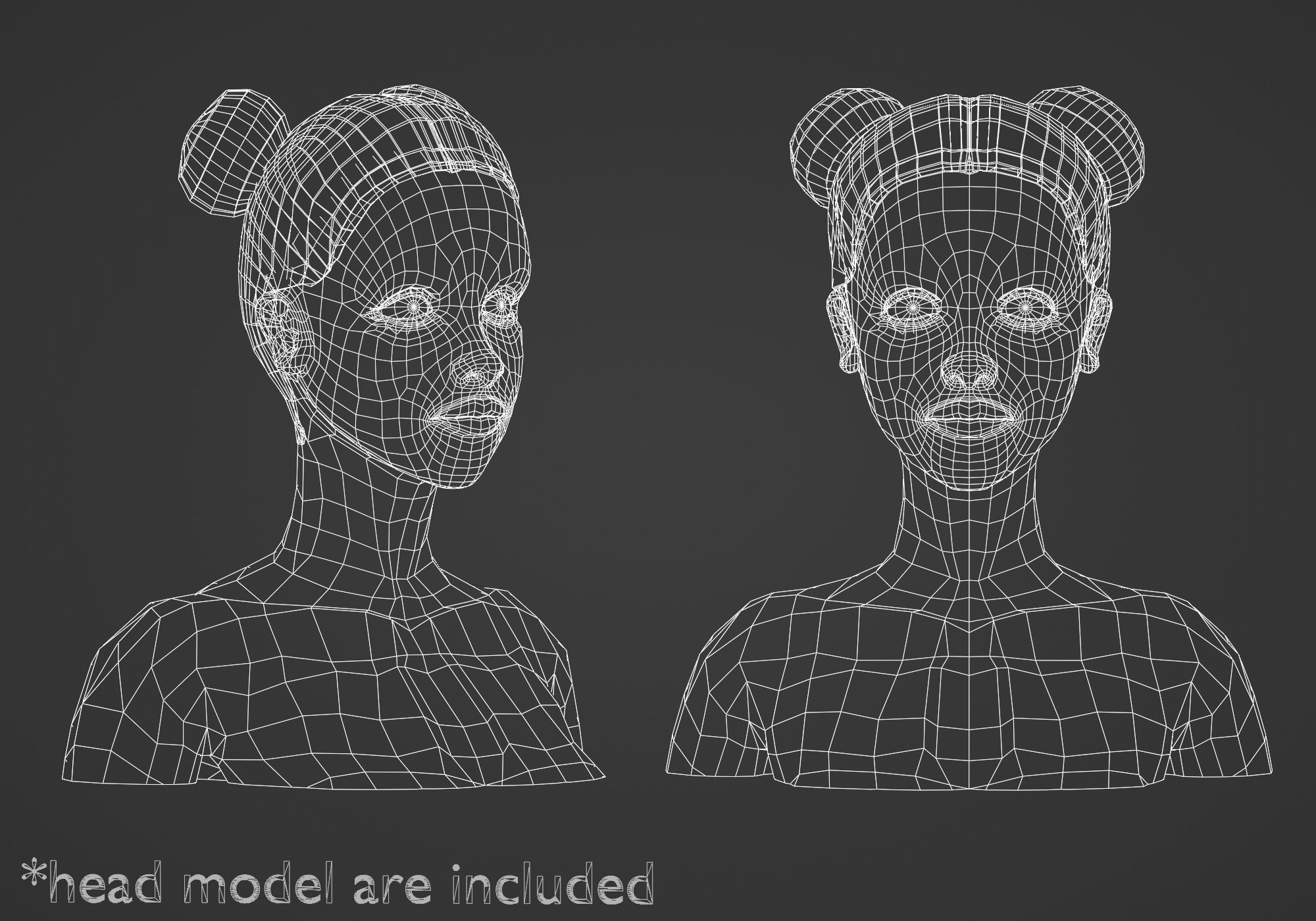 Tight Bun Hairstyle V4372 Low-poly 3D model_5