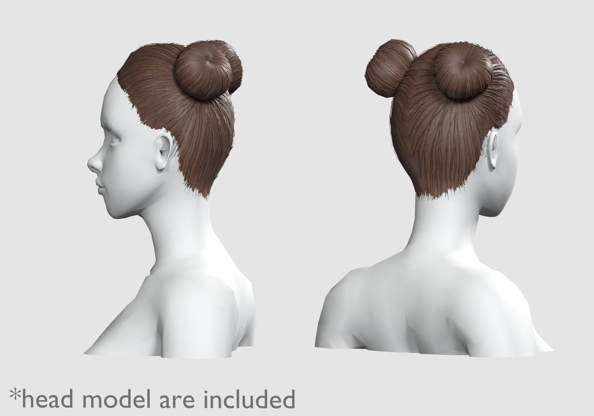 Tight Bun Hairstyle V4372 Low-poly 3D model_3