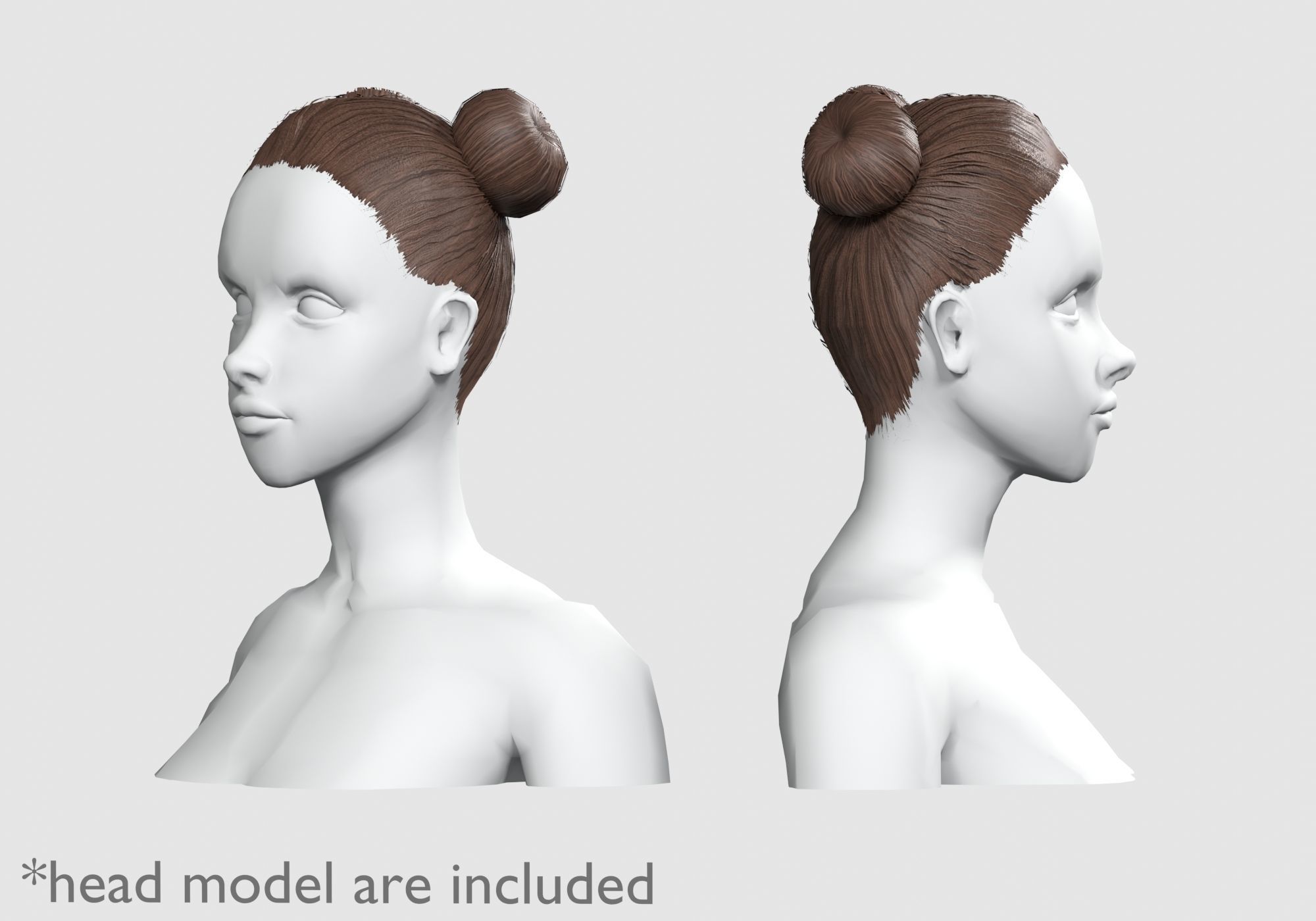Tight Bun Hairstyle V4372 Low-poly 3D model_2
