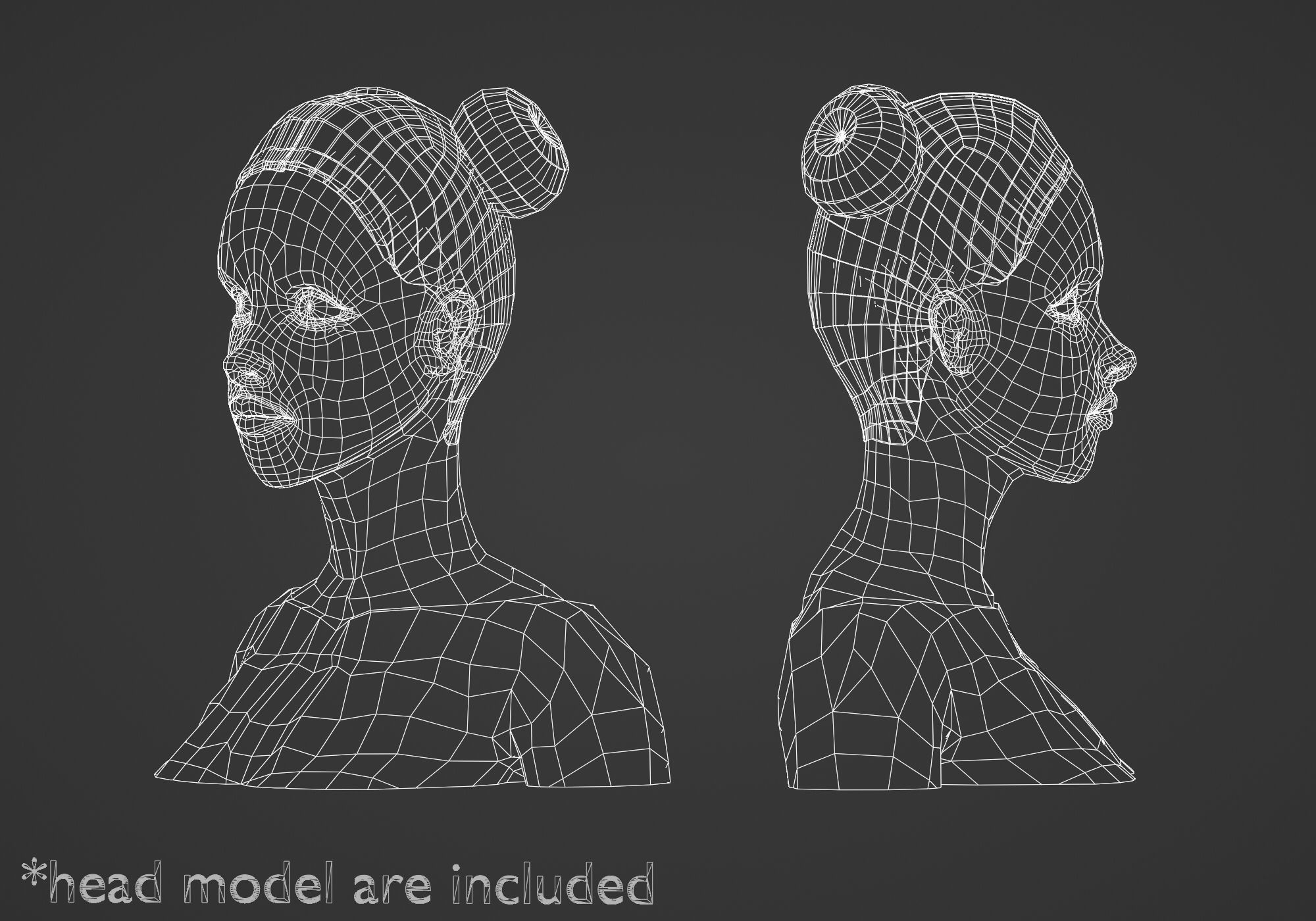 Tight Bun Hairstyle V4372 Low-poly 3D model_7