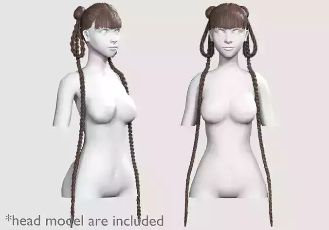 Tight Braids Hairstyle V30837  Low-poly 3D model