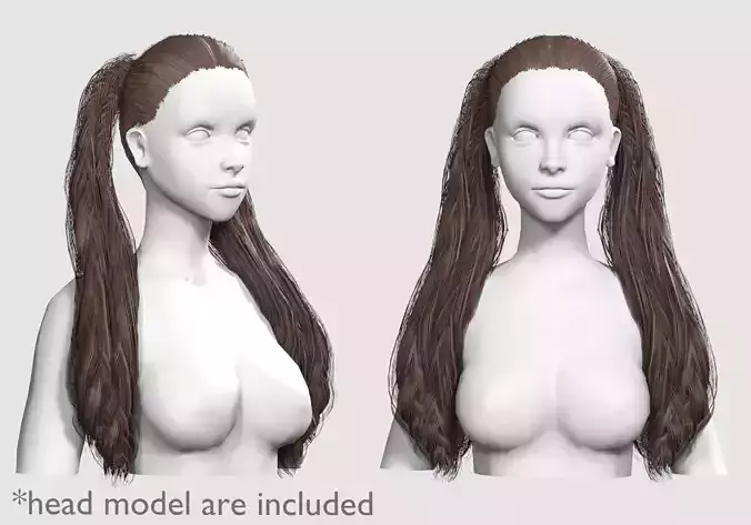 Thick Braids Hairstyle V18935  Low-poly 3D model
