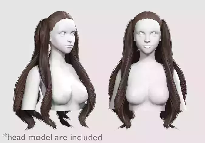 Ponytails Long Hairstyle V11447  Low-poly 3D model