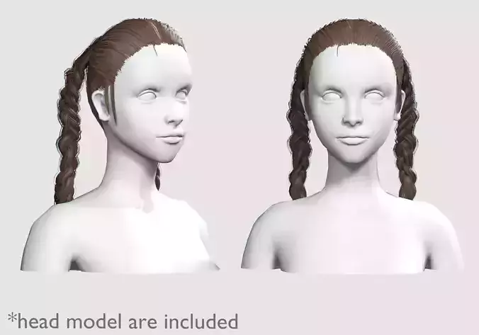 Pigtails Braids Hairstyle V8907  Low-poly 3D model