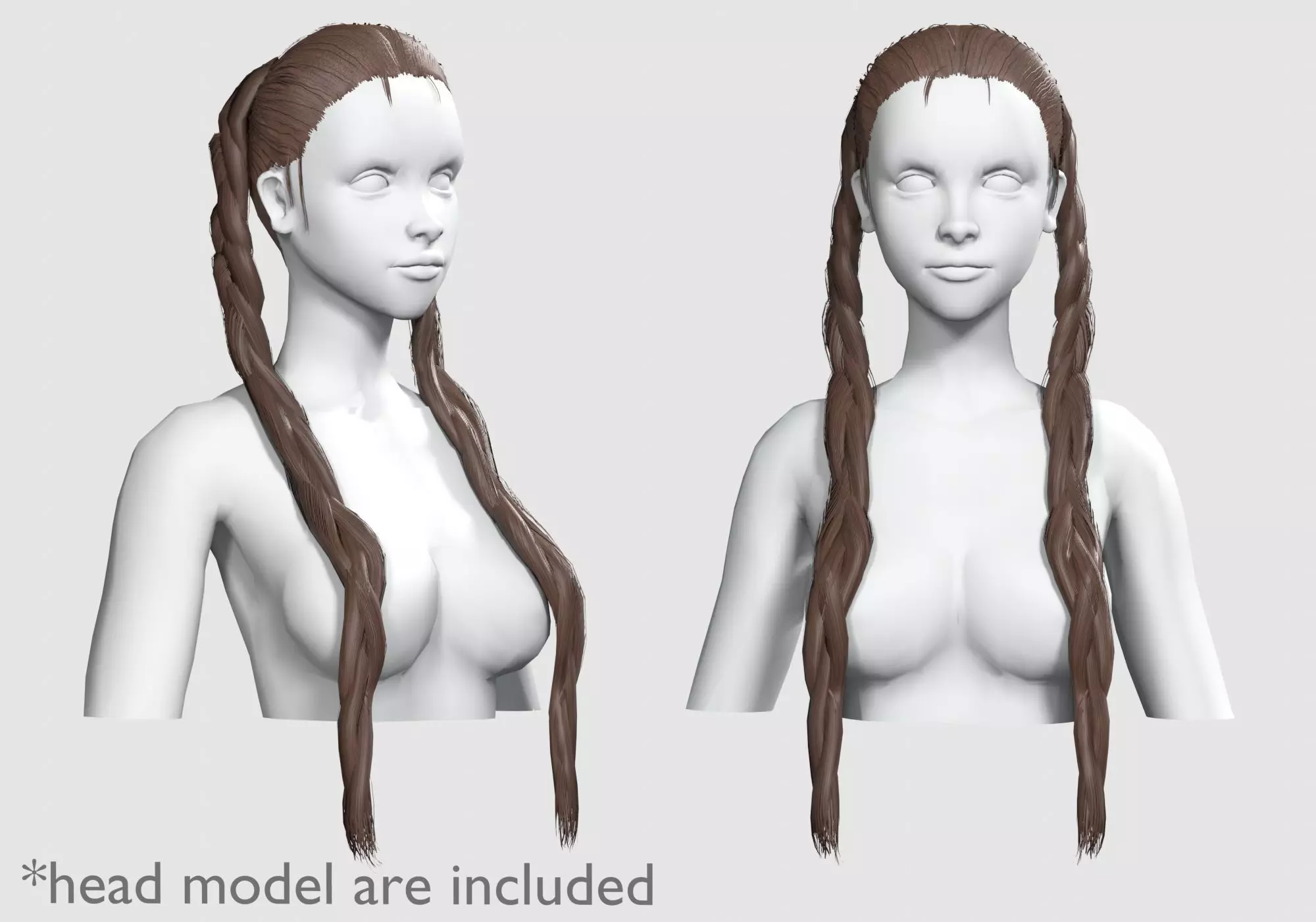 Long Braids Hairstyle V9353 Low-poly 3D model