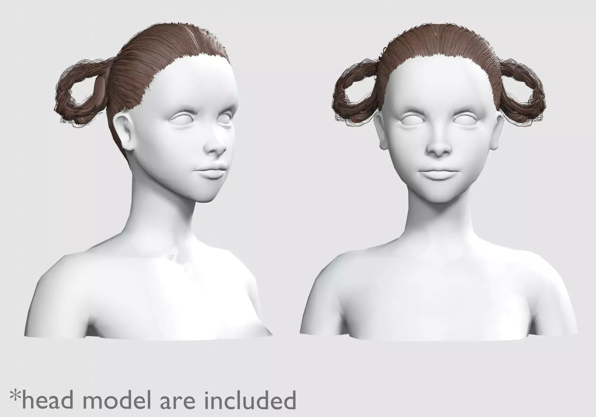 Cute Braids Hairstyle V8748 Low-poly 3D model