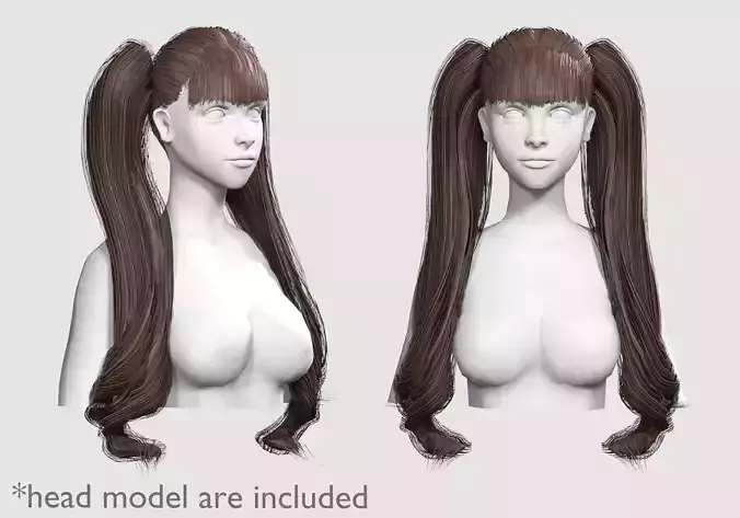 Cute Bangs Hairstyle V11174  Low-poly 3D model