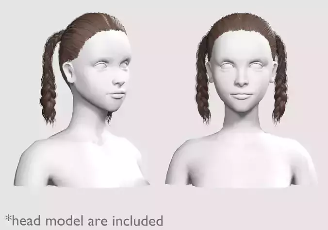 Braids Pigtails Hairstyle V8748  Low-poly 3D model