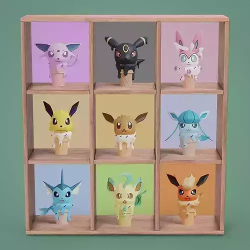 Pokemon - Ice Cream All Eeveelutions 3D print model