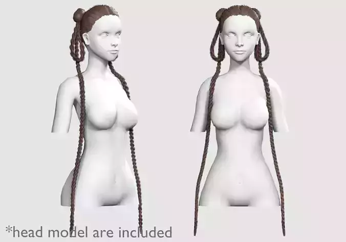 Braids Long Hairstyle V30819 Low-poly 3D model