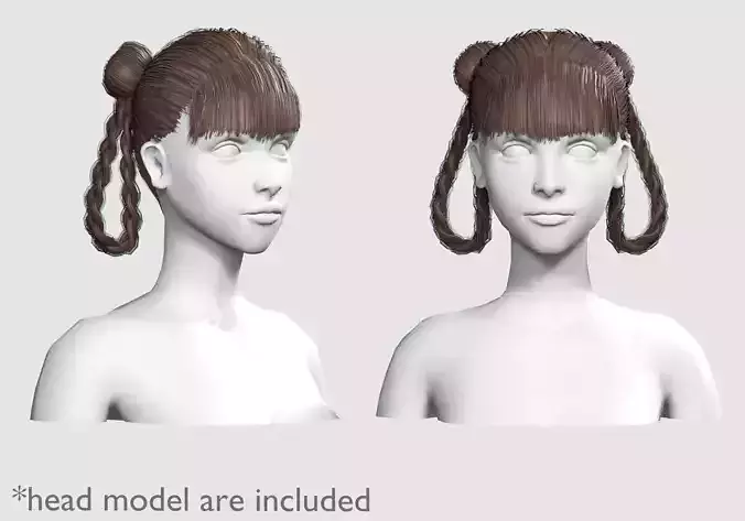 Braids Bun Hairstyle V10305  Low-poly 3D model