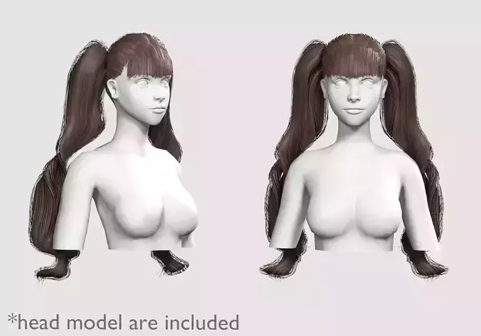 Bangs Wavy Hairstyle V17102  Low-poly 3D model