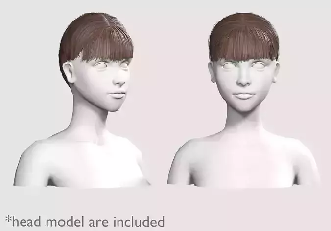 Bangs Tight Hairstyle V4204  Low-poly 3D model
