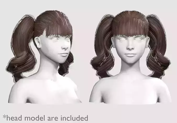 Bangs Cute Hairstyle V10827 Low-poly 3D model