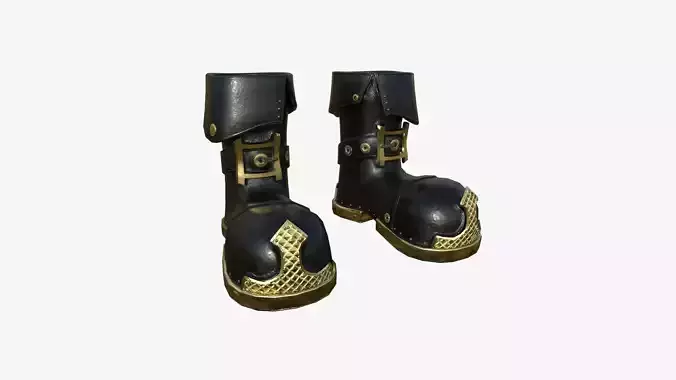 Medieval Boots A03 Black Gold - Fantasy Character Design Low-poly 3D model