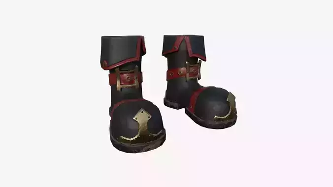 Medieval Boots A04 Bronze Red - Fantasy Character Design Low-poly 3D model