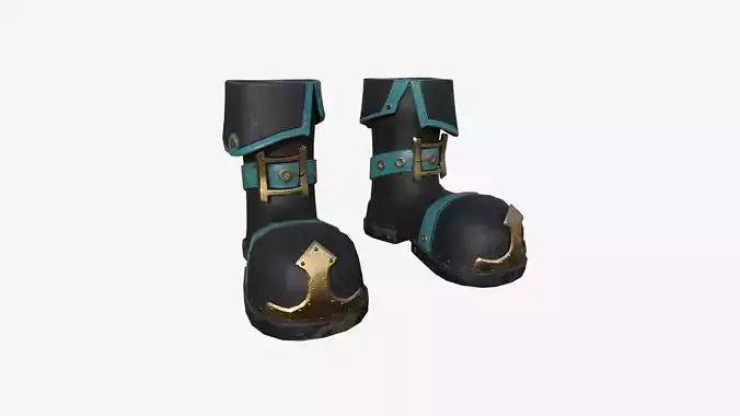 Medieval Boots A05 Black Blue - Fantasy Character Design Low-poly 3D model