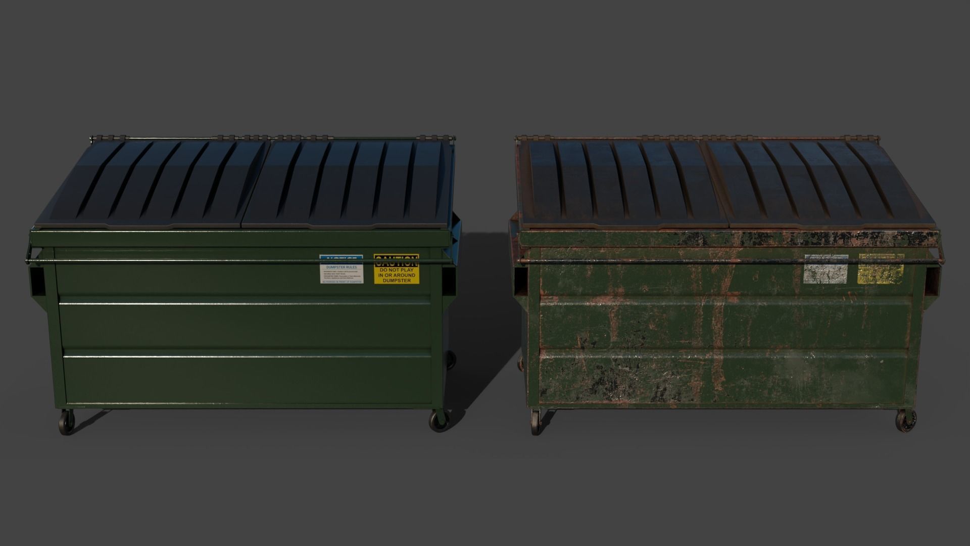 Industrial Garbage Dumpster Low-poly 3D model_2