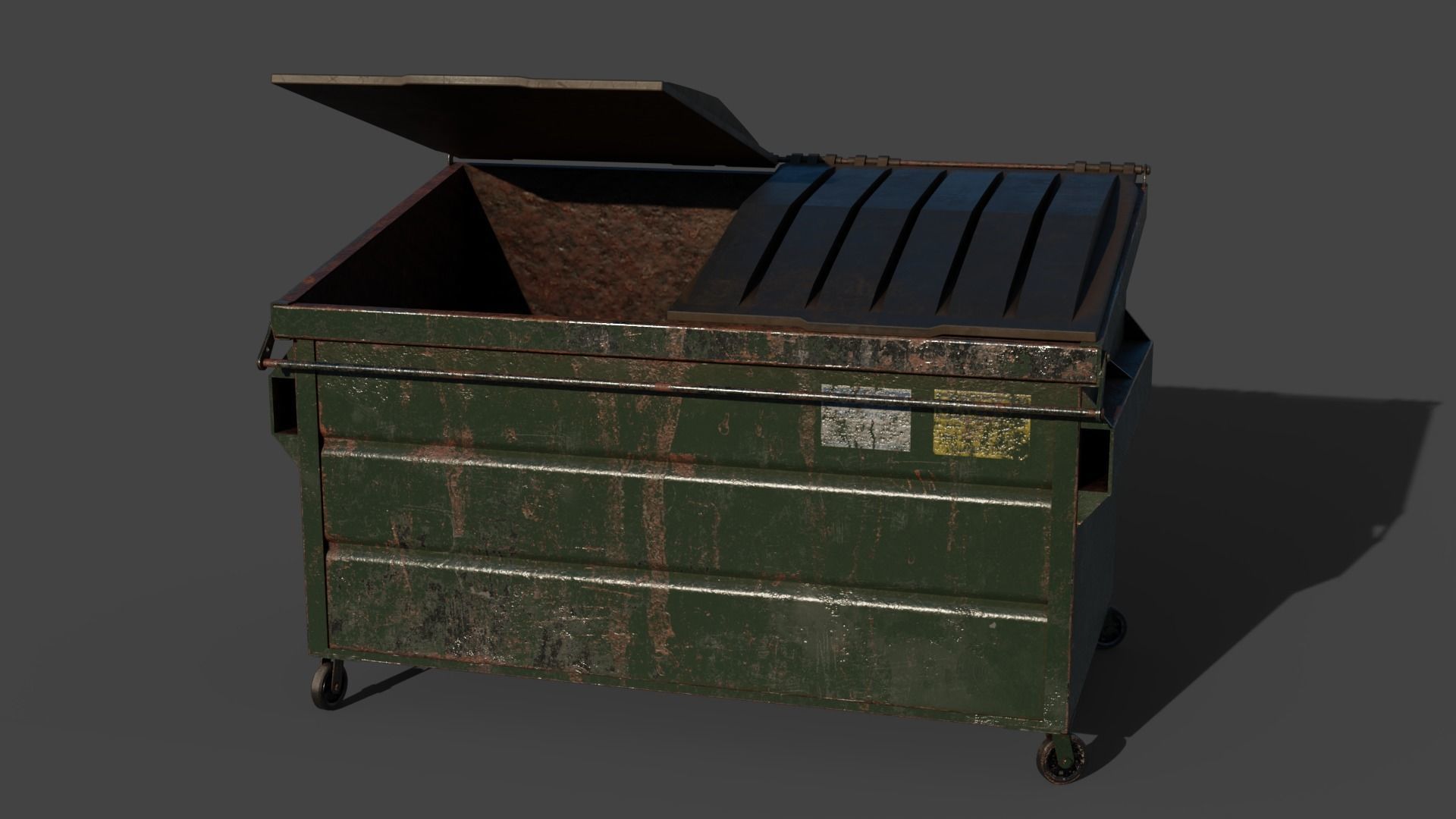 Industrial Garbage Dumpster Low-poly 3D model_16