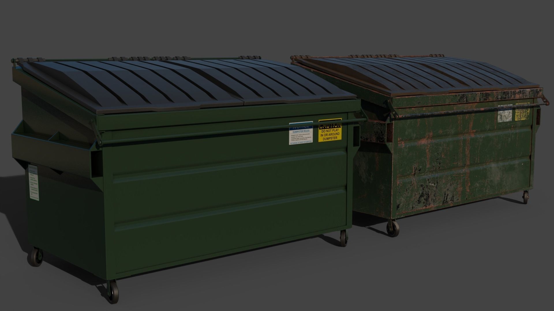 Industrial Garbage Dumpster Low-poly 3D model_4