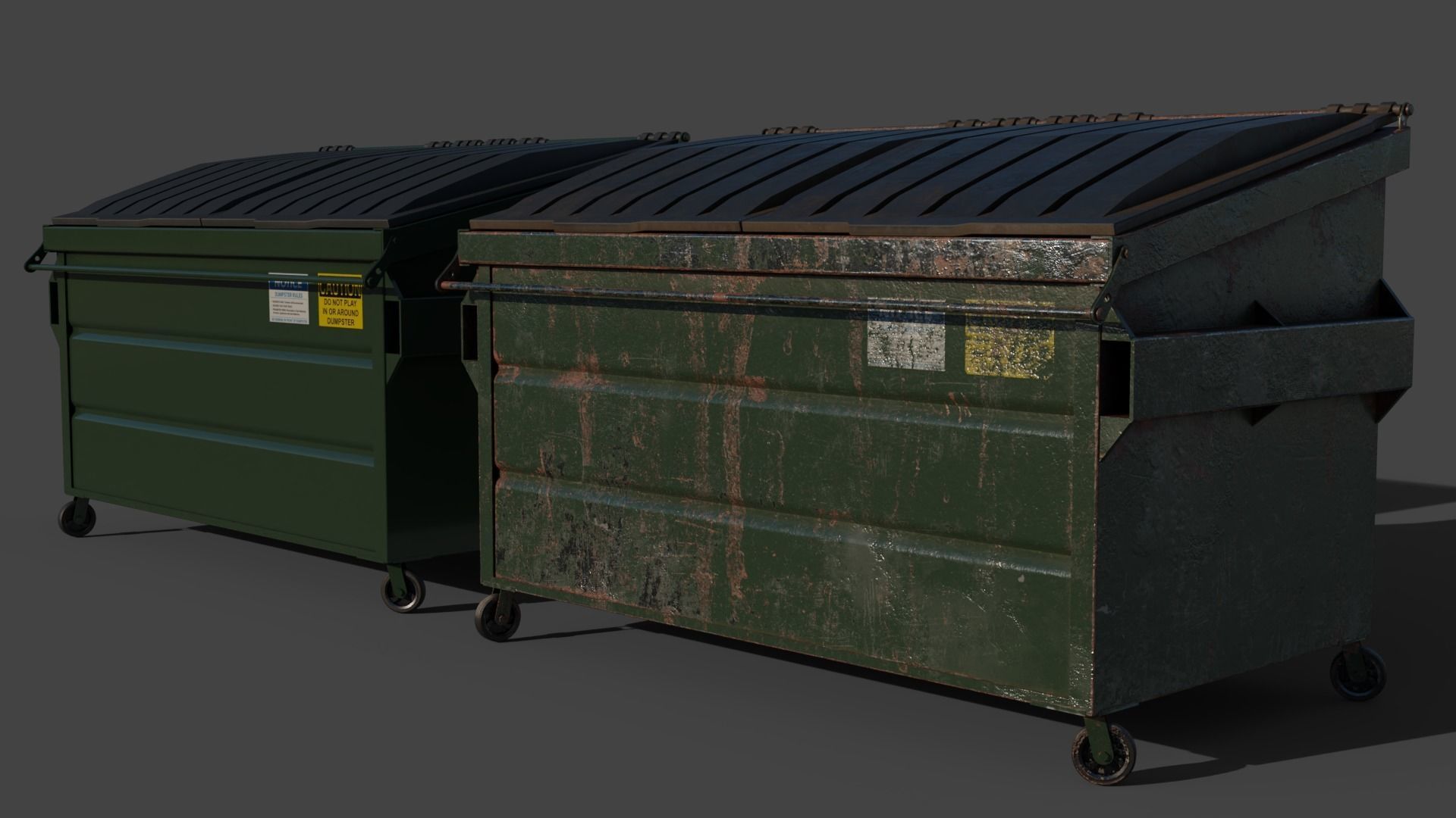 Industrial Garbage Dumpster Low-poly 3D model_5