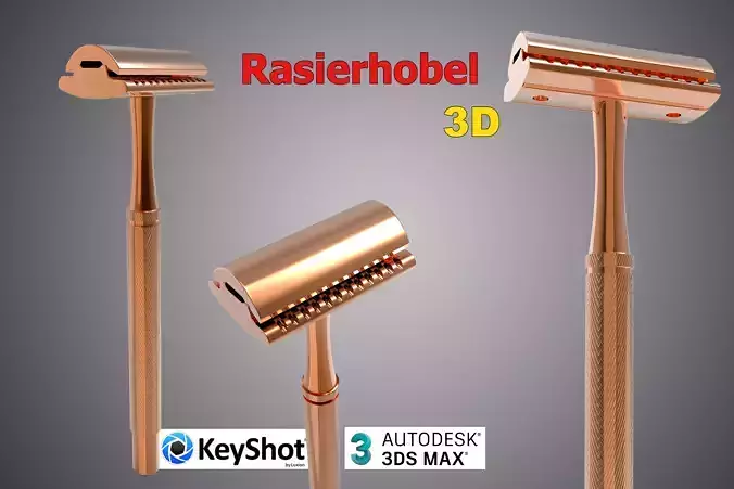 Shaver 3D copper shaving razor Low-poly 3D model