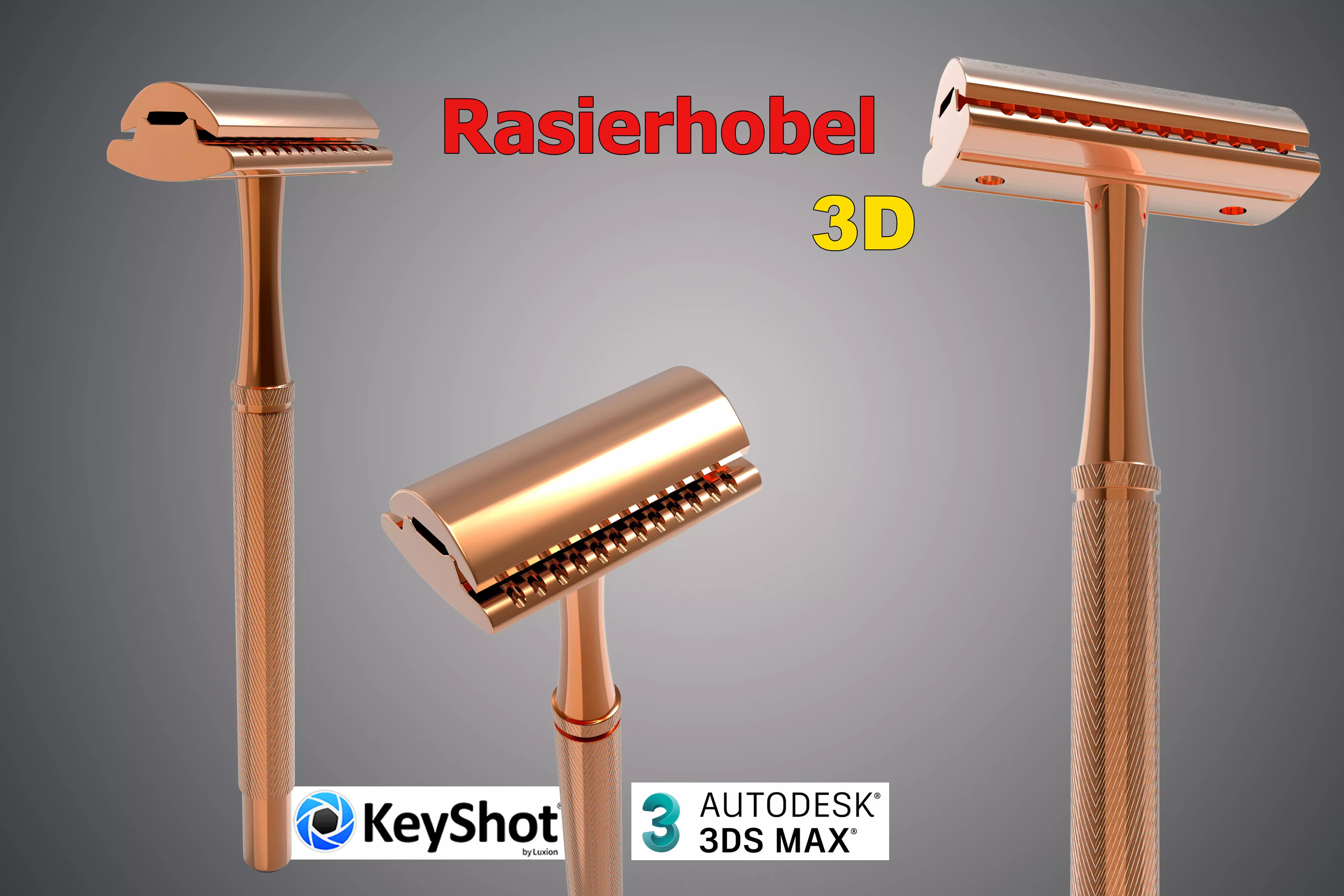 Shaver 3D copper shaving razor Low-poly 3D model