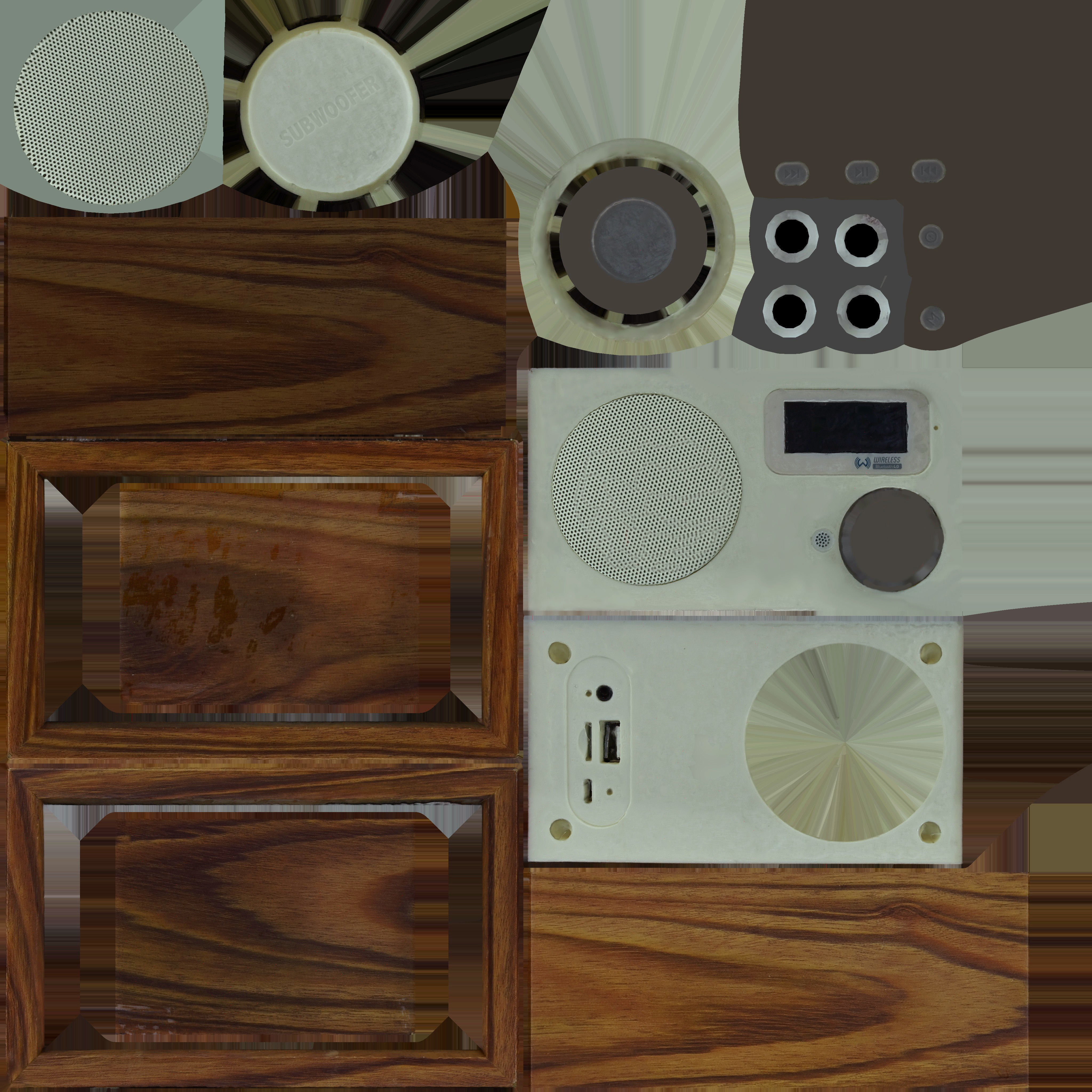 Game Ready Wooden Speaker 3D model_16