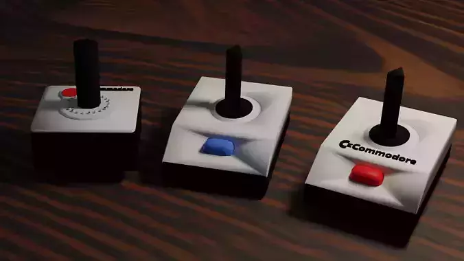 High Quality VIC-20 Commodore Joystick Controller Pack Low-poly 3D model