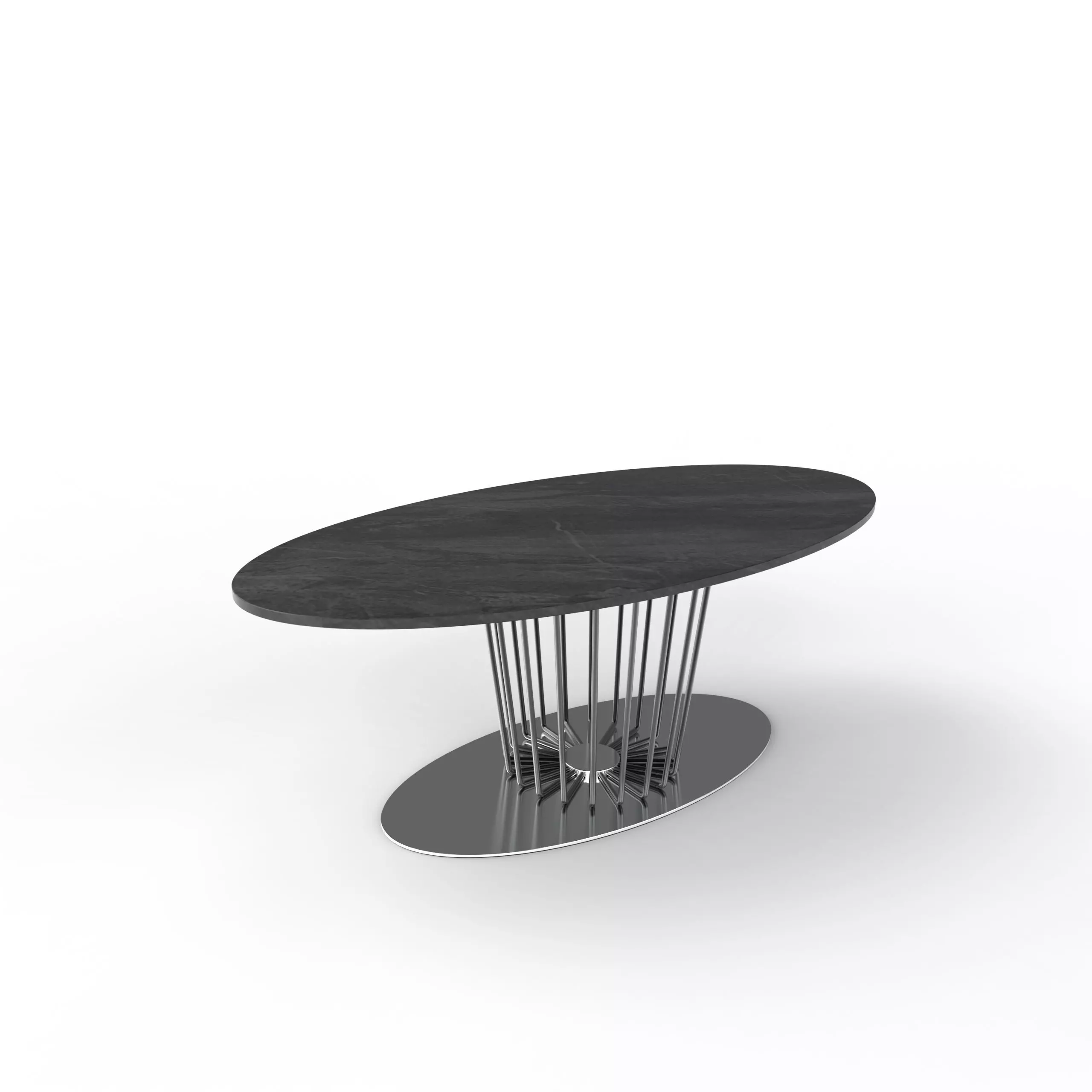 CafeTable oval table with metal base 3D model_0
