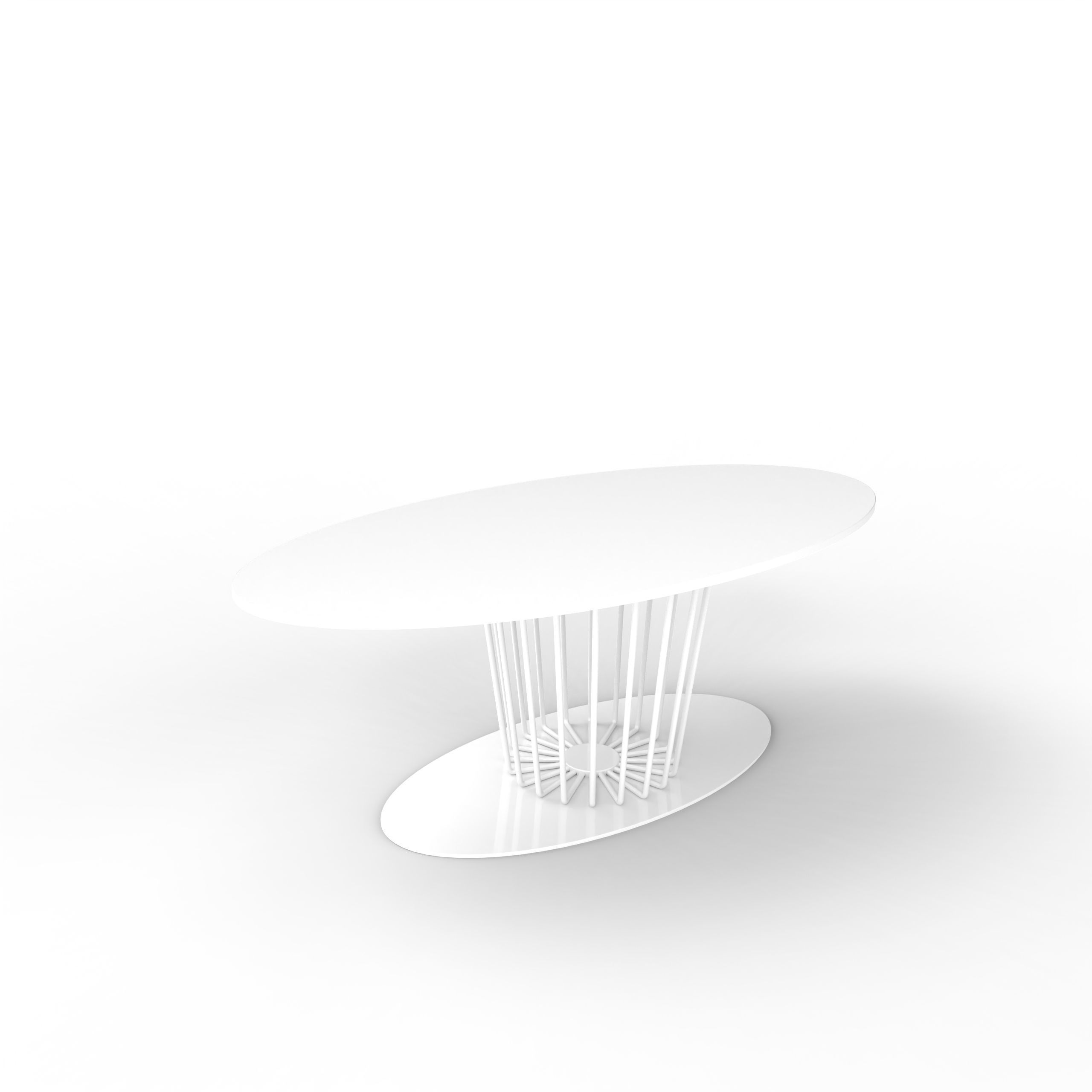 CafeTable oval table with metal base 3D model_1