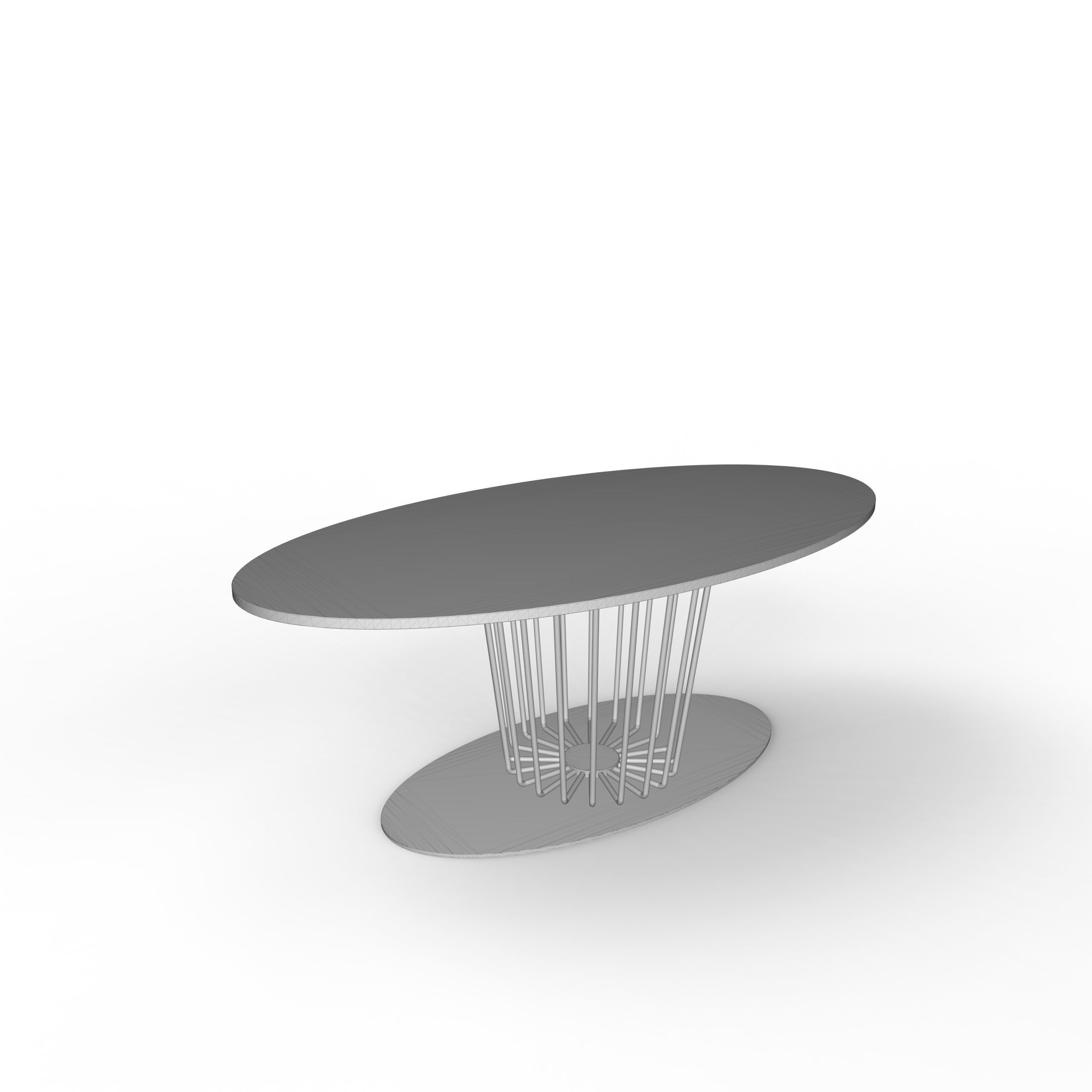 CafeTable oval table with metal base 3D model_3
