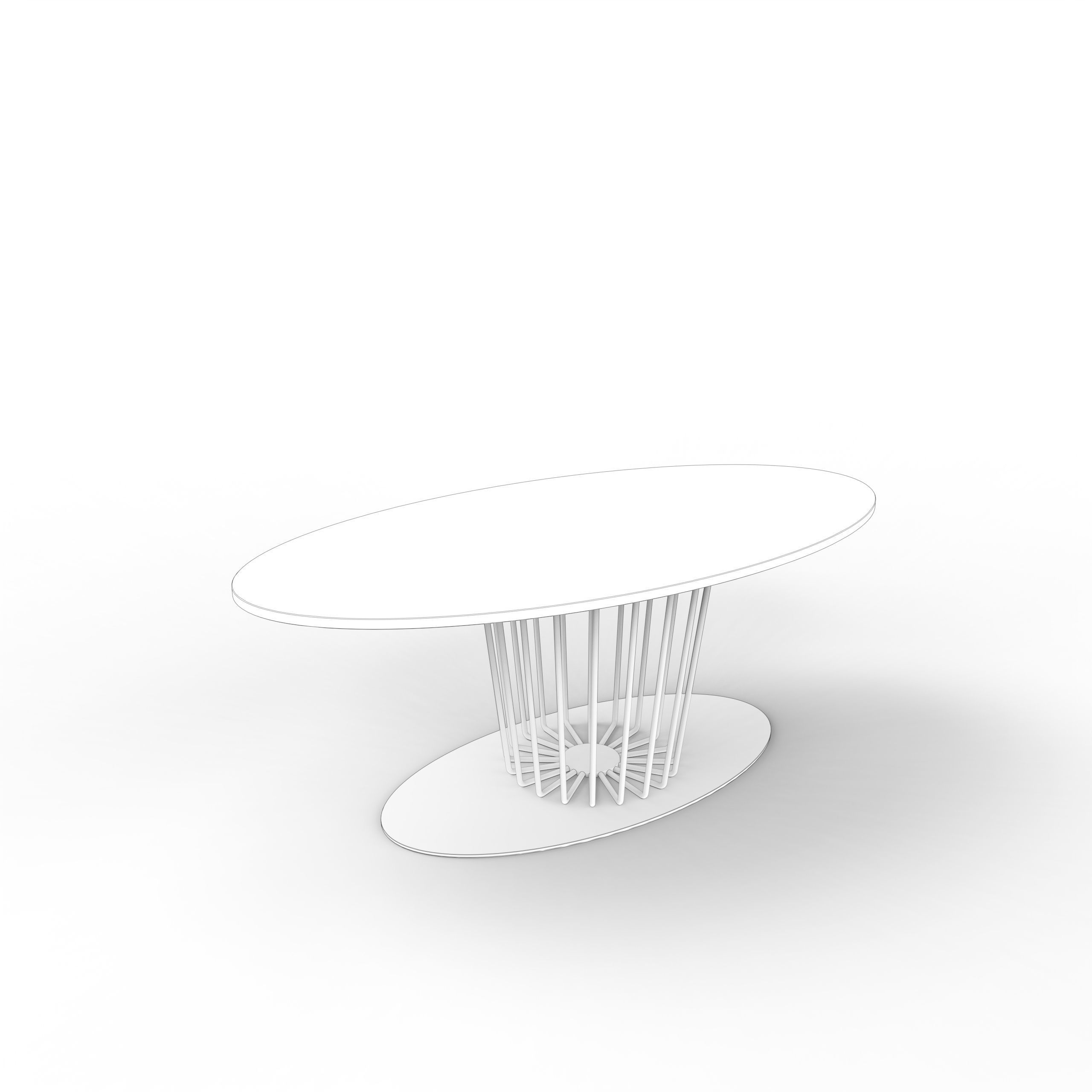 CafeTable oval table with metal base 3D model_2