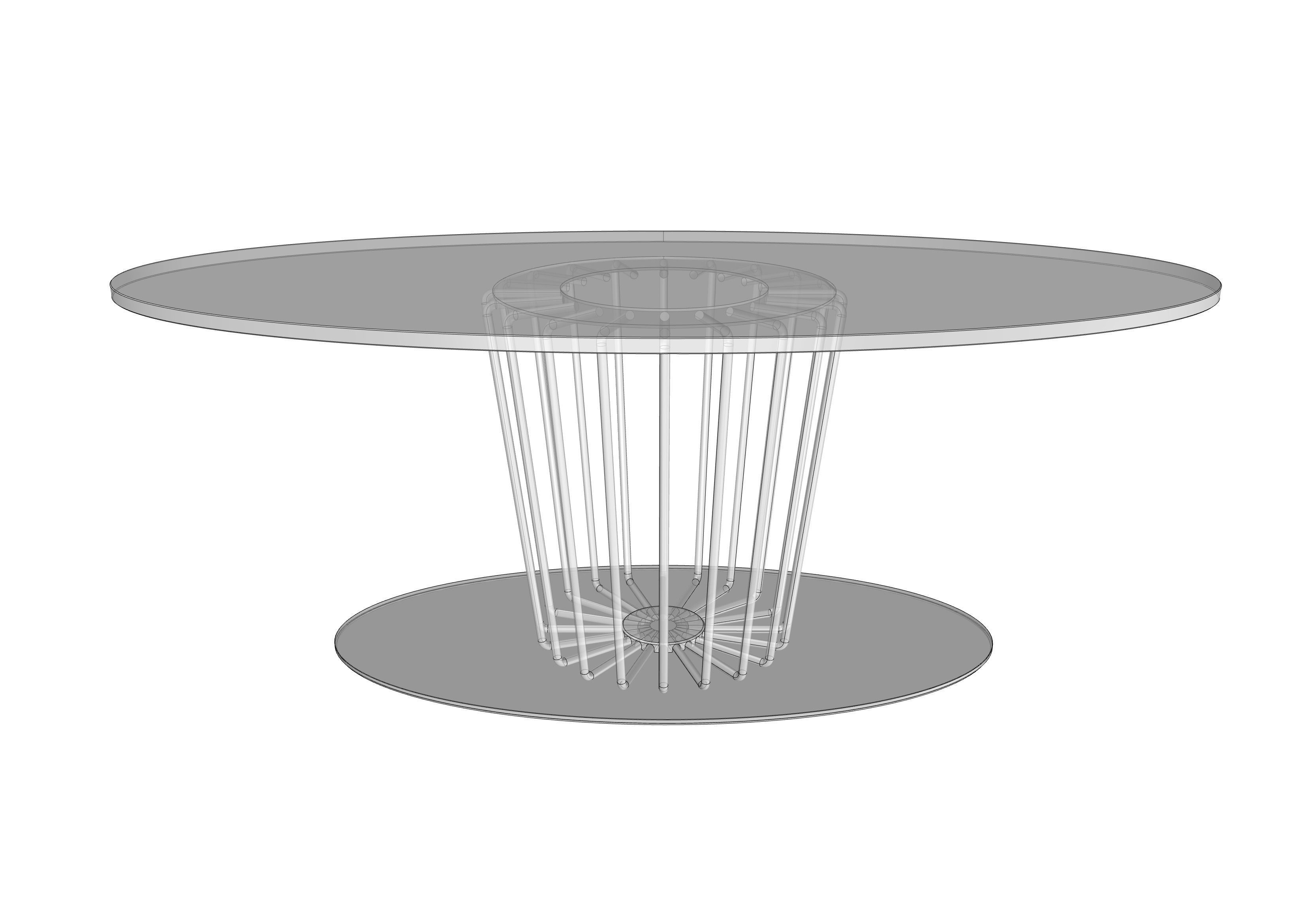 CafeTable oval table with metal base 3D model_5